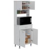 Tuhome Della 60 Kitchen Pantry with Countertop, Closed & Open Storage, White ALB4448